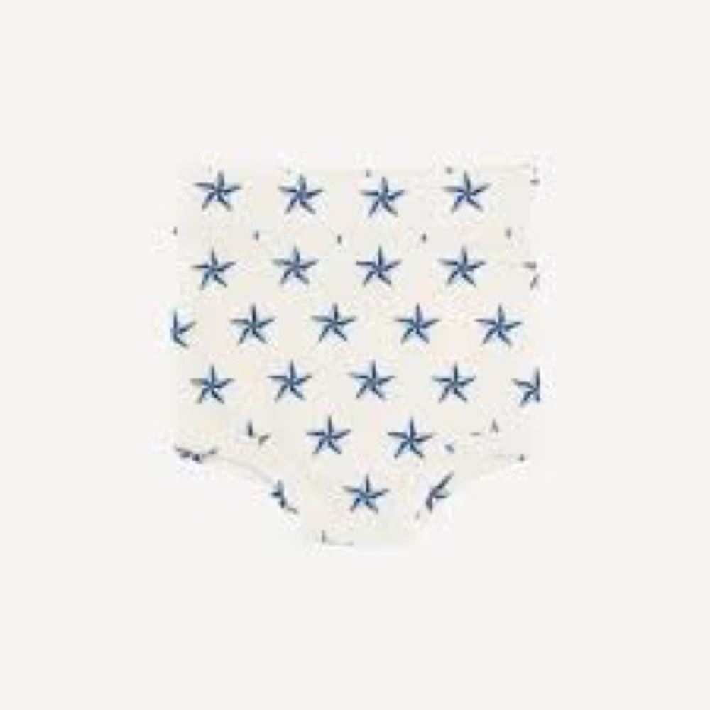 Set: retro bloomer & tie booties | nautical star | organic cotton 12-18m
